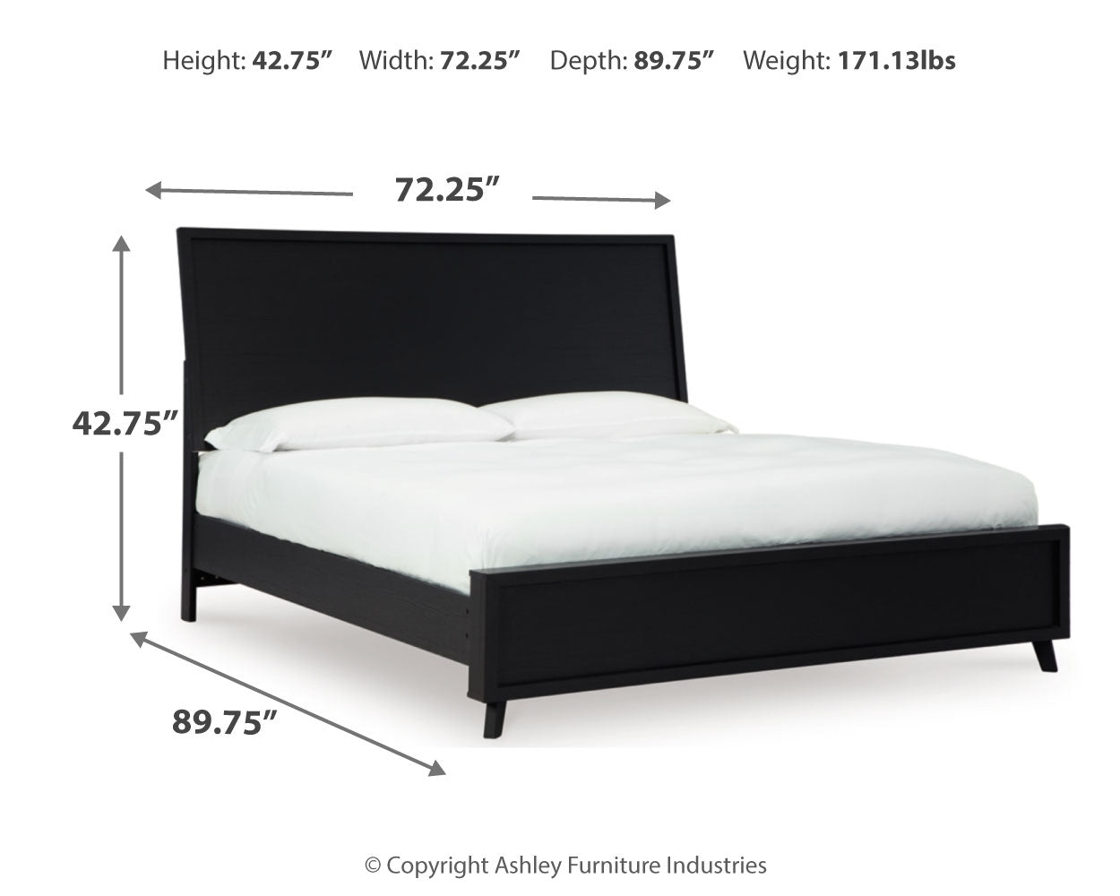 Danziar Queen Panel Bed with Mirrored Dresser and Chest in Black - PKG015893