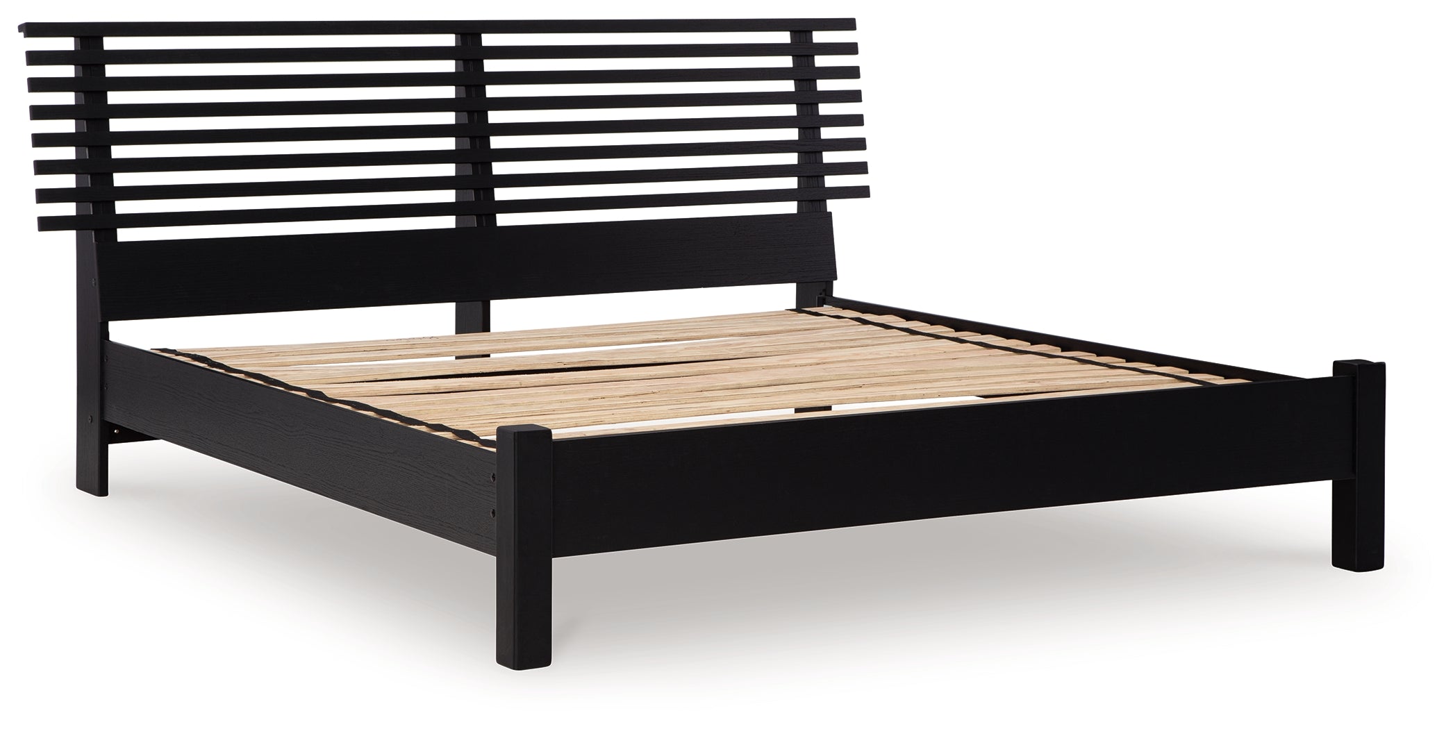 Danziar Queen Panel Bed with Mirrored Dresser and Nightstand in Black - PKG015880