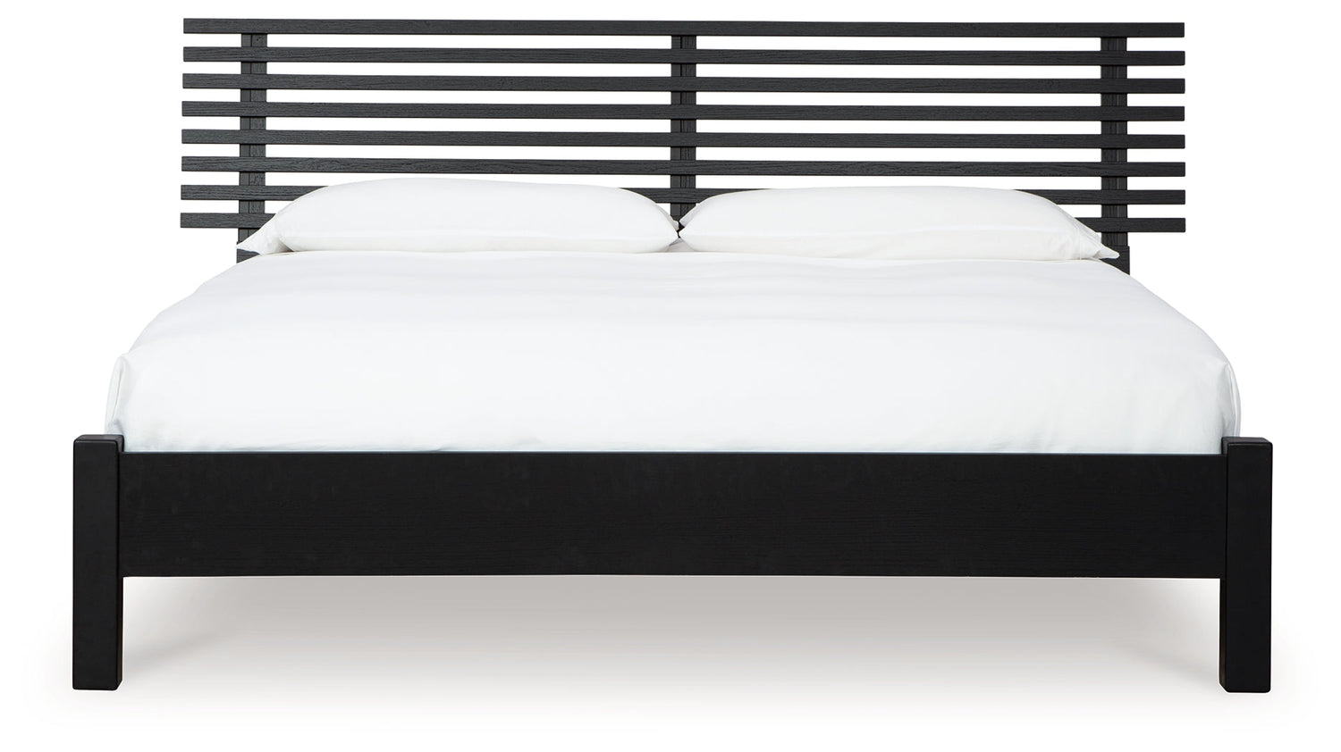 Danziar Queen Panel Bed with Mirrored Dresser and Nightstand in Black - PKG015880