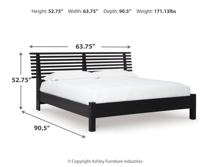 Danziar Queen Panel Bed with Mirrored Dresser and Nightstand in Black - PKG015898