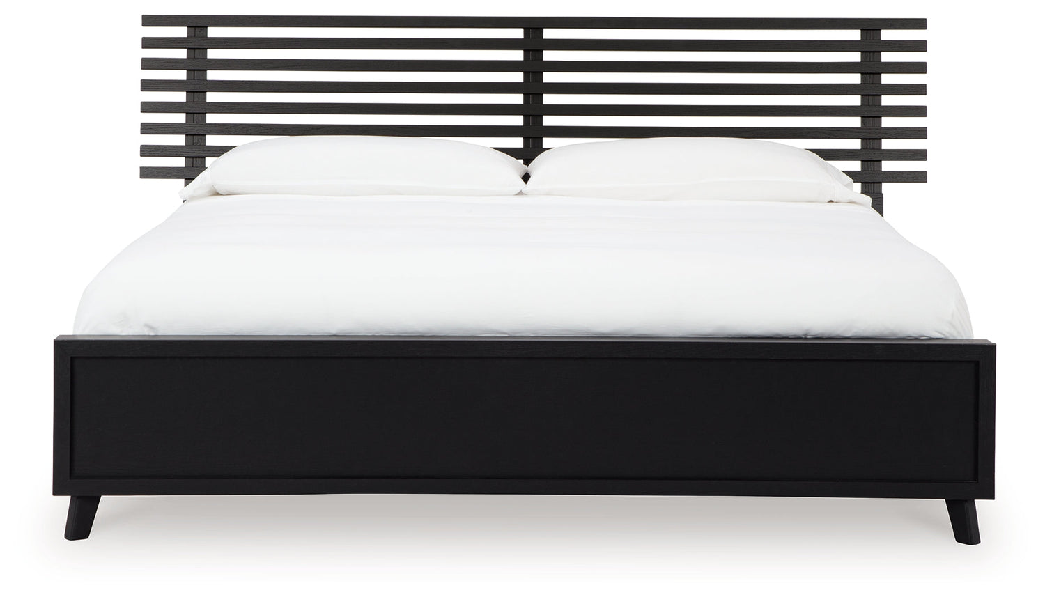 Danziar Queen Panel Bed with Mirrored Dresser and Nightstand in Black - PKG015898