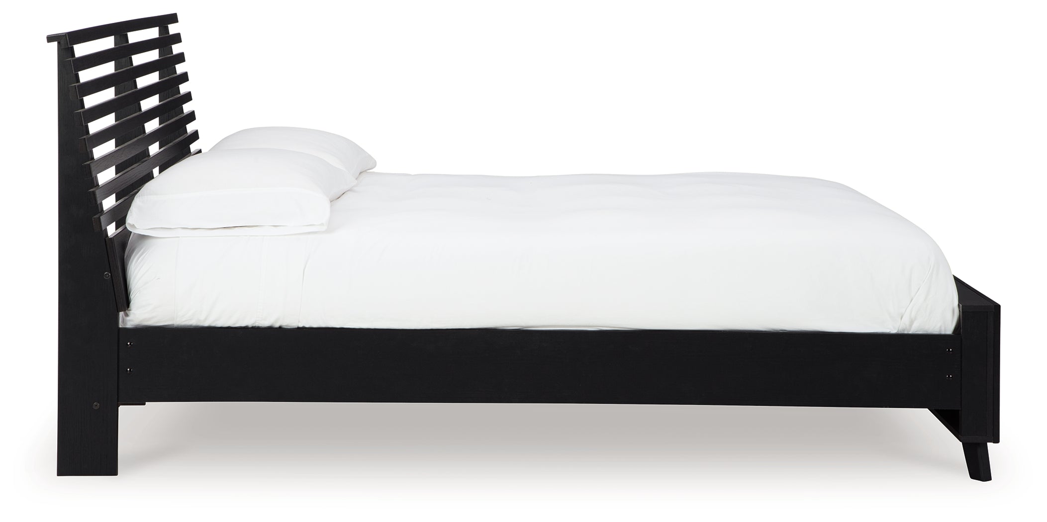 Danziar Queen Panel Bed with Mirrored Dresser and Nightstand in Black - PKG015898