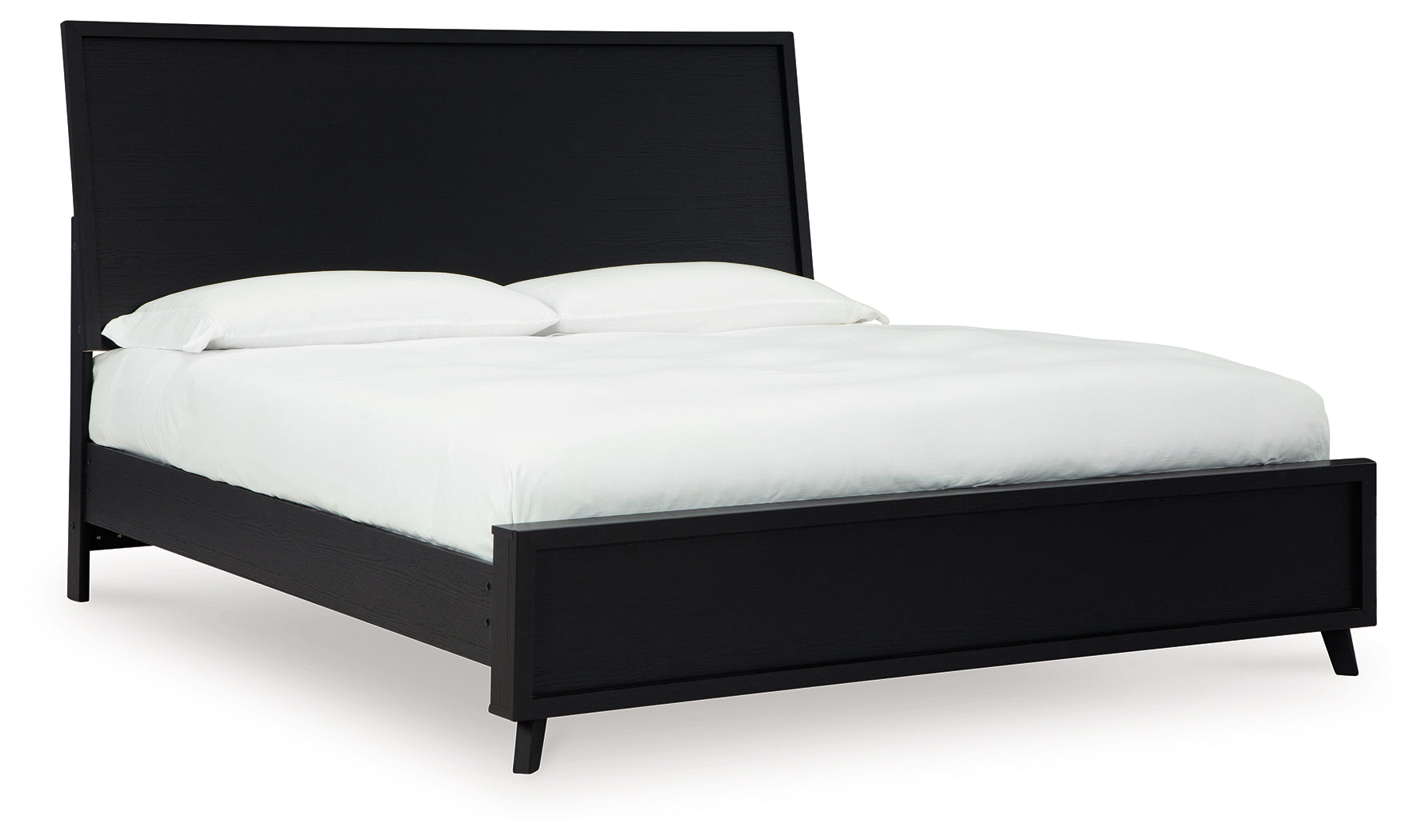 Danziar Queen Panel Bed with Mirrored Dresser, Chest and 2 Nightstands in Black - PKG015891