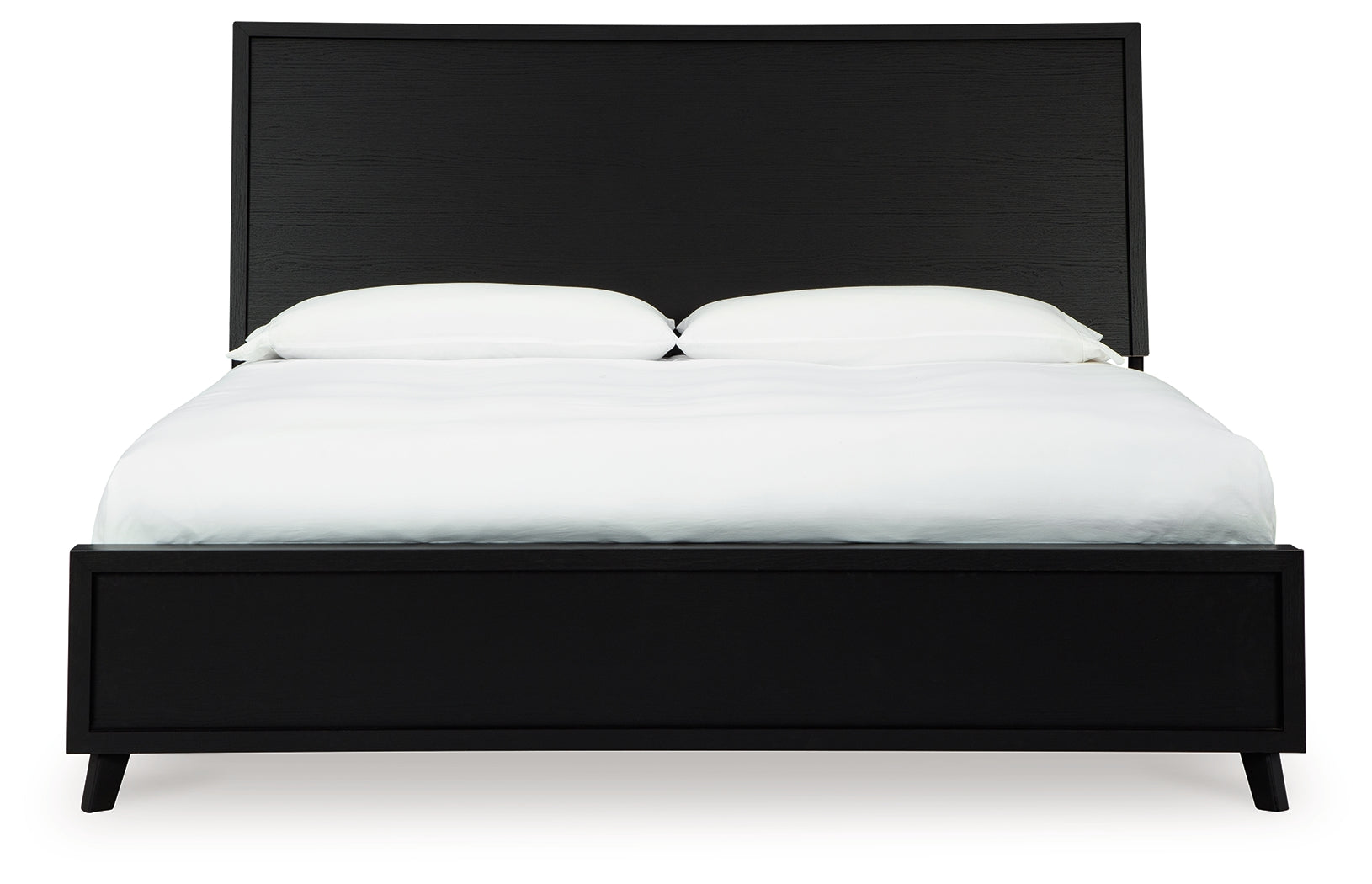 Danziar Queen Panel Bed with Mirrored Dresser in Black - PKG015889