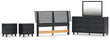 Danziar Queen Panel Headboard with Mirrored Dresser and 2 Nightstands in Black - PKG016004