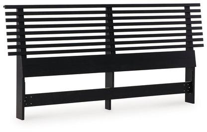 Danziar Queen Panel Headboard with Mirrored Dresser and 2 Nightstands in Black - PKG016004