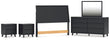 Danziar Queen Panel Headboard with Mirrored Dresser and 2 Nightstands in Black - PKG016016