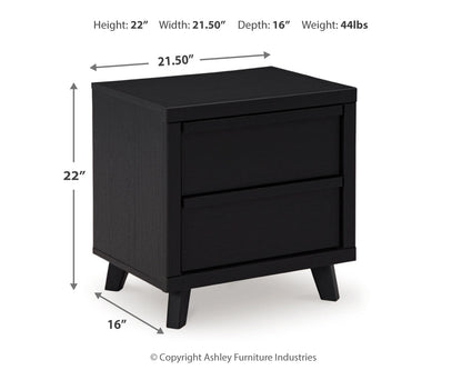 Danziar Queen Panel Headboard with Mirrored Dresser and 2 Nightstands in Black - PKG016016