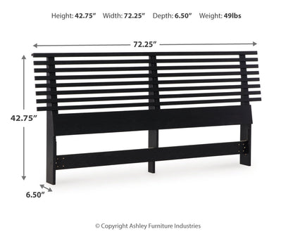 Danziar Queen Panel Headboard with Mirrored Dresser and Nightstand in Black from Ashley - Luna Furniture