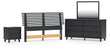 Danziar Queen Panel Headboard with Mirrored Dresser and Nightstand in Black from Ashley - Luna Furniture