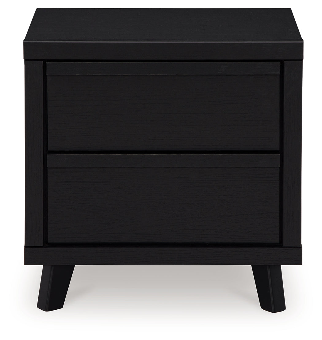 Danziar Queen Panel Headboard with Mirrored Dresser and Nightstand in Black from Ashley - Luna Furniture