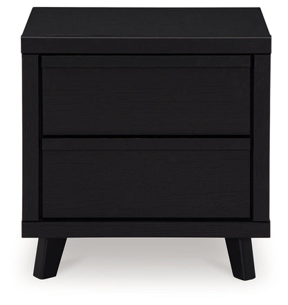 Danziar Queen Panel Headboard with Mirrored Dresser and Nightstand in Black from Ashley - Luna Furniture