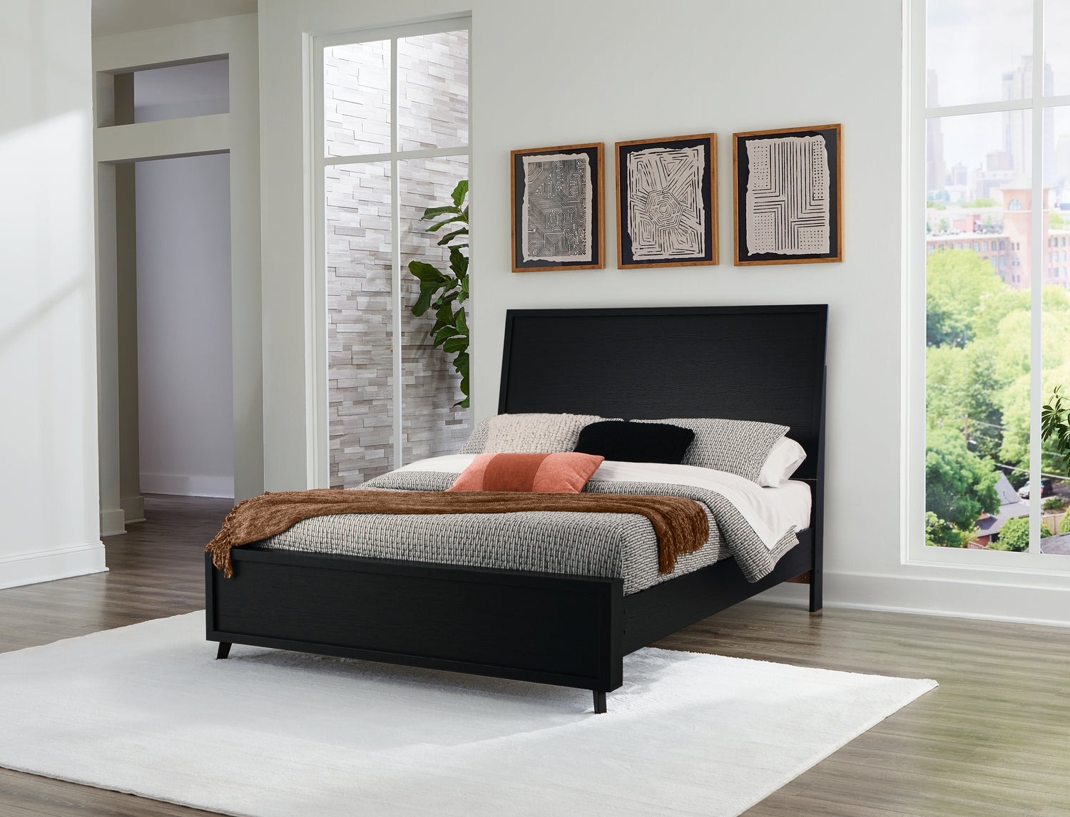 Danziar Queen Panel Platform Bed and 2 Nightstands - B1013B33