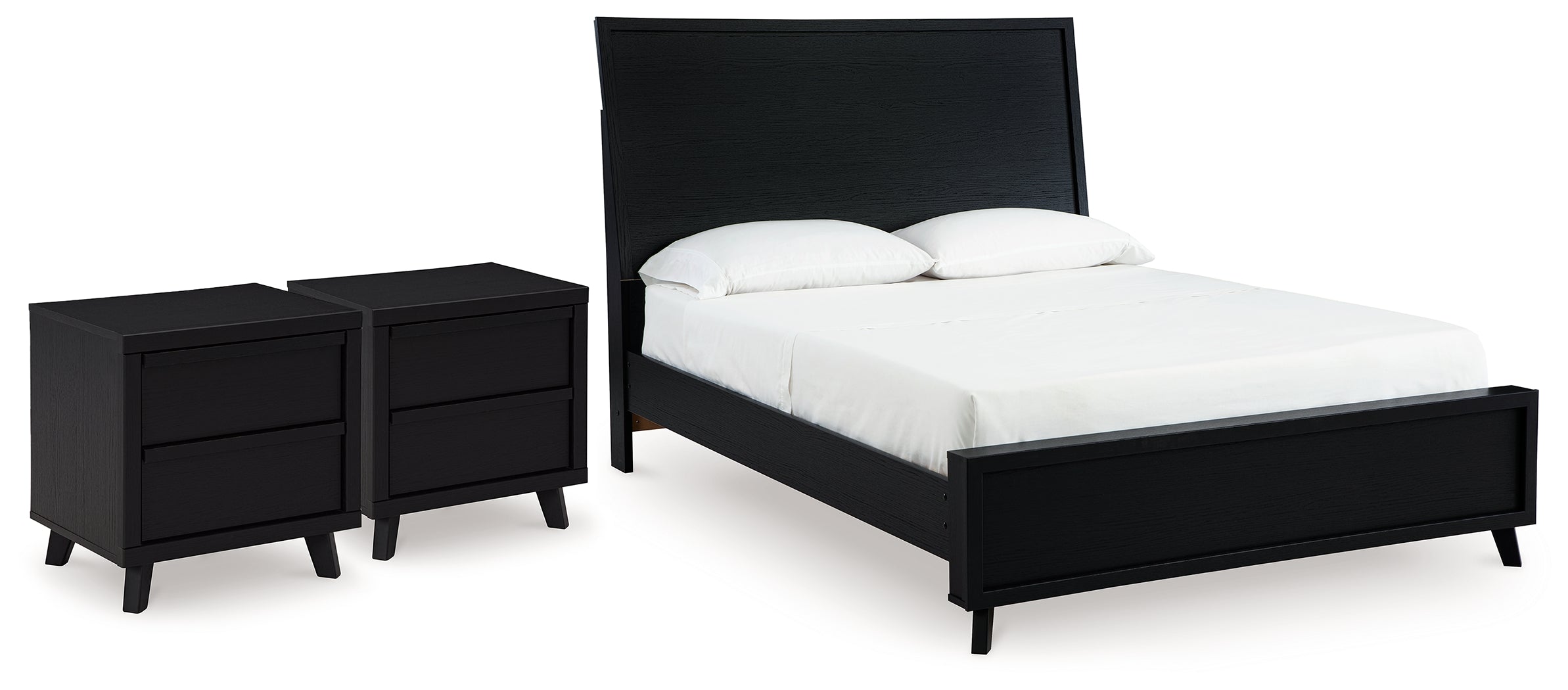 Danziar Queen Panel Platform Bed and 2 Nightstands - B1013B33