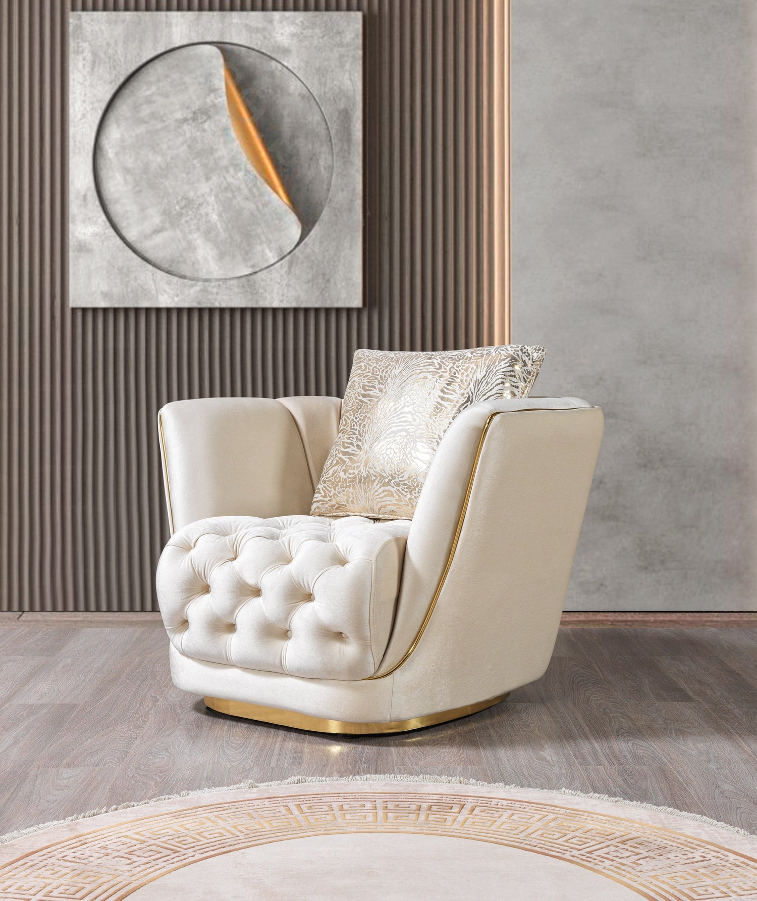 Daphne Ivory Velvet Chair - DAPHNE CHAIR-IVORY - Bien Home Furniture &amp; Electronics