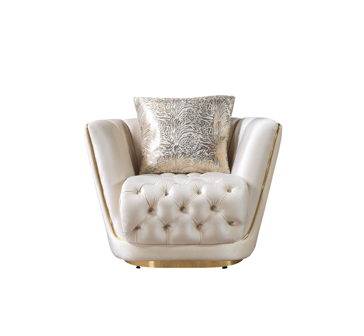 Daphne Ivory Velvet Chair - DAPHNE CHAIR-IVORY - Bien Home Furniture &amp; Electronics