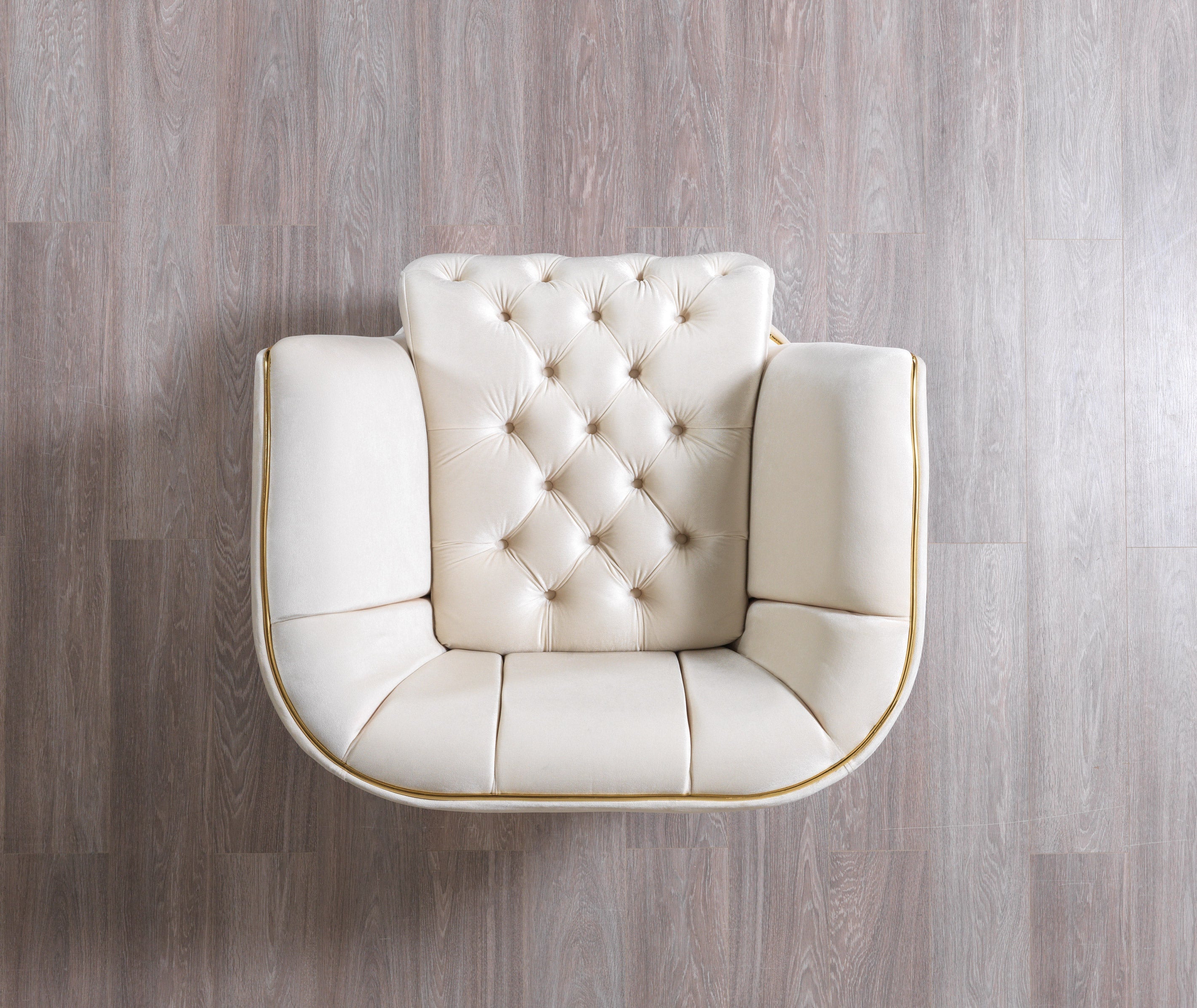 Daphne Ivory Velvet Chair - DAPHNE CHAIR-IVORY - Bien Home Furniture &amp; Electronics