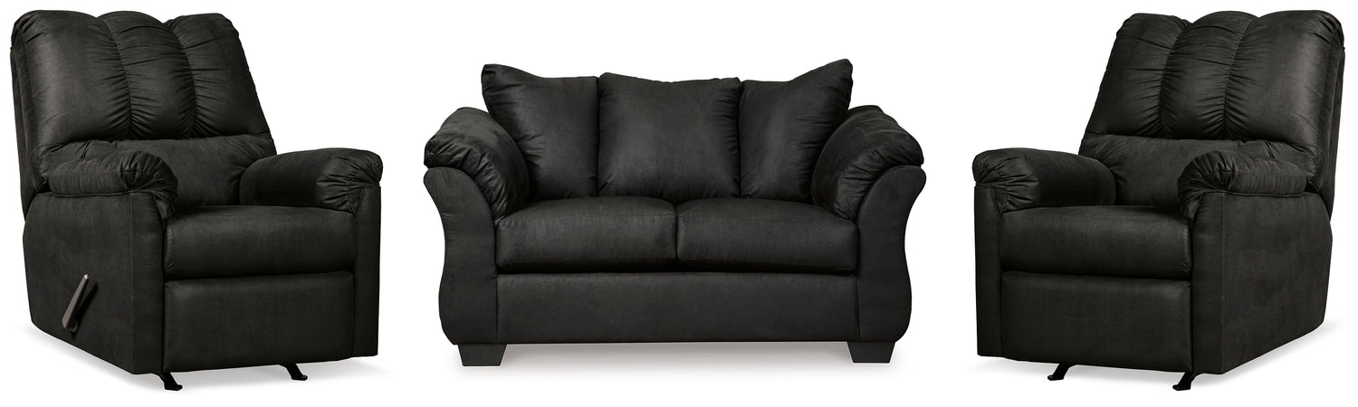 Darcy Black Loveseat and 2 Recliners - 75008U13