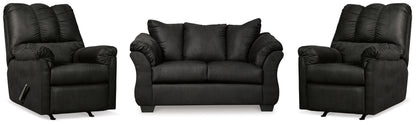 Darcy Black Loveseat and 2 Recliners - 75008U13