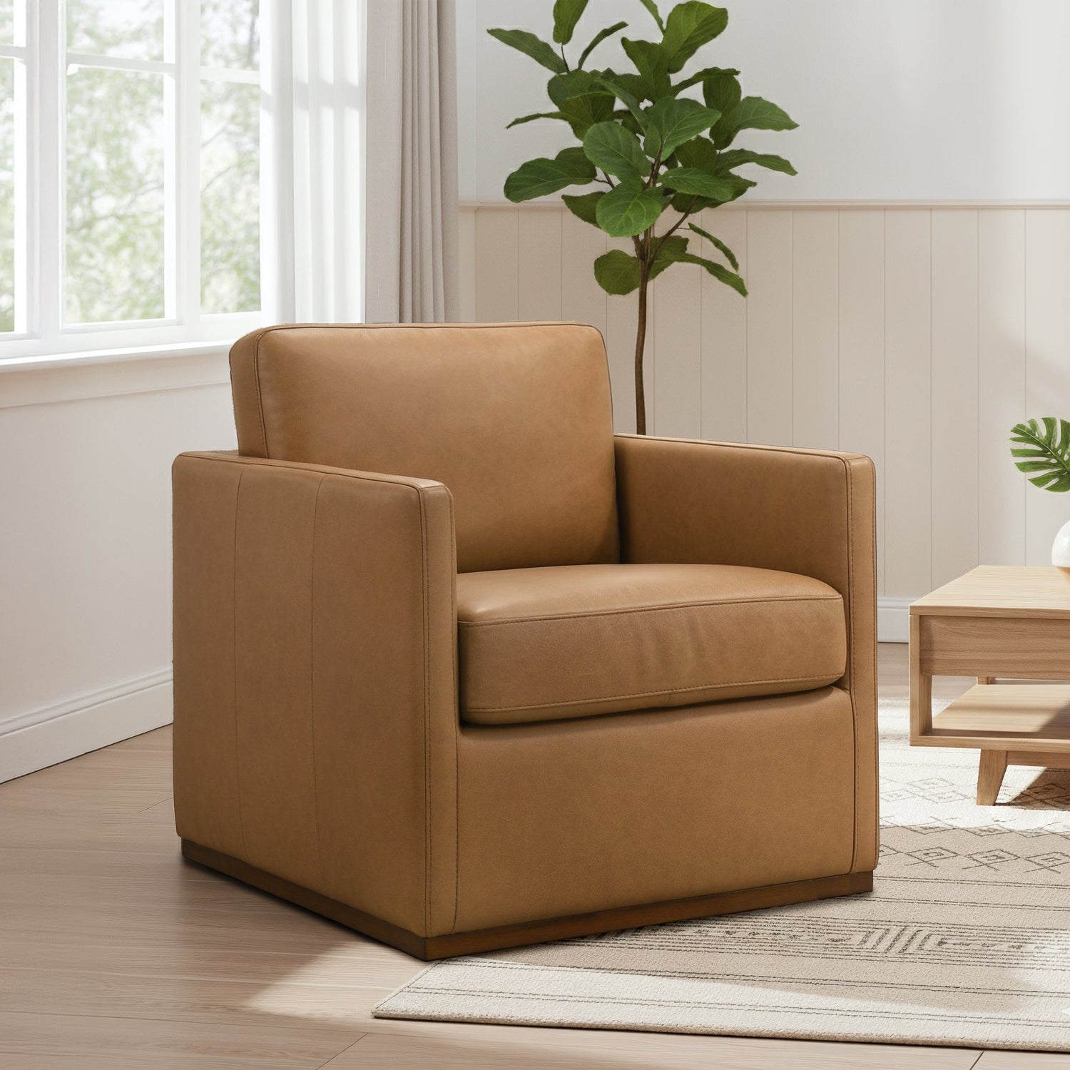 Darien Tan Leather Swivel Chair - SCH00403401