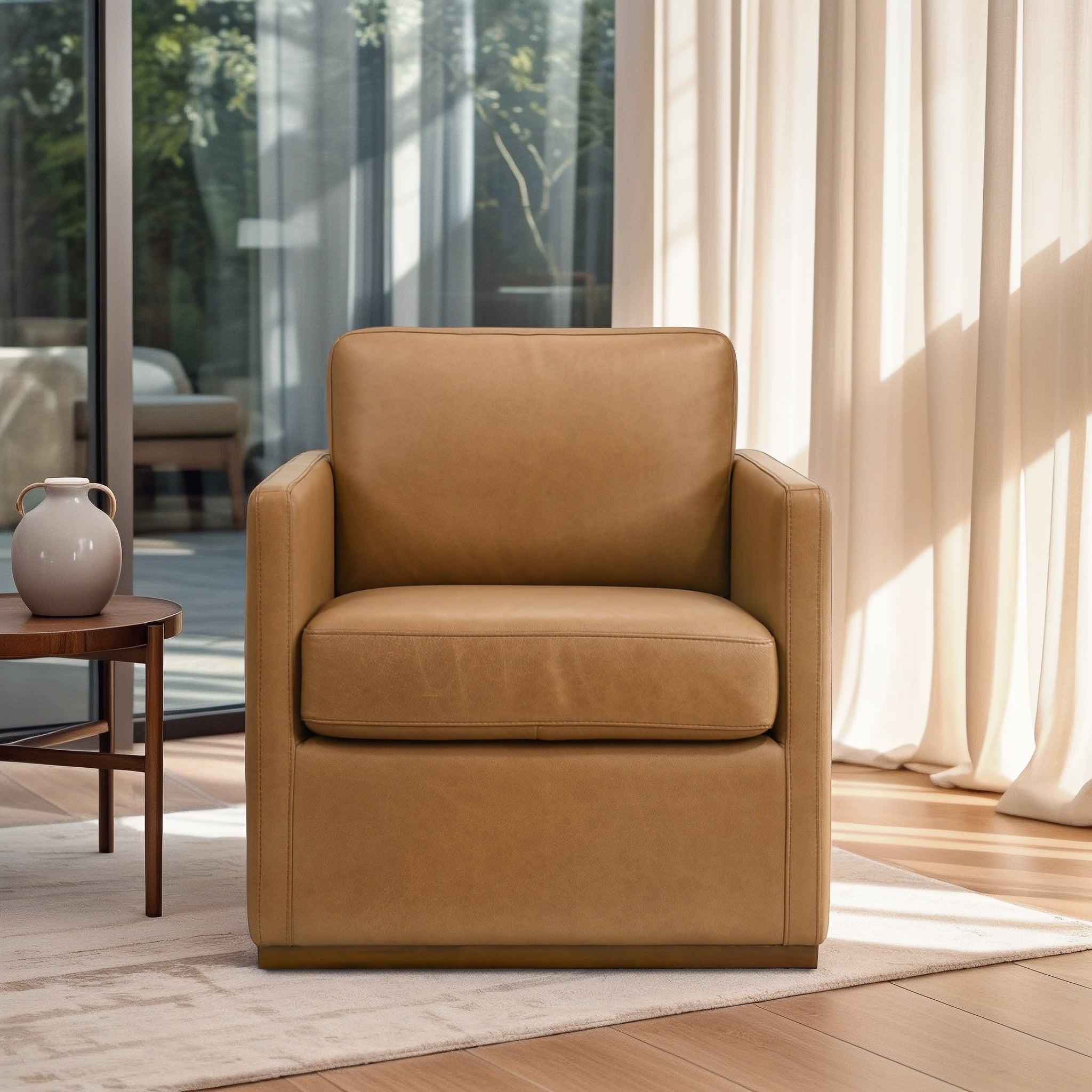 Darien Tan Leather Swivel Chair - SCH00403401