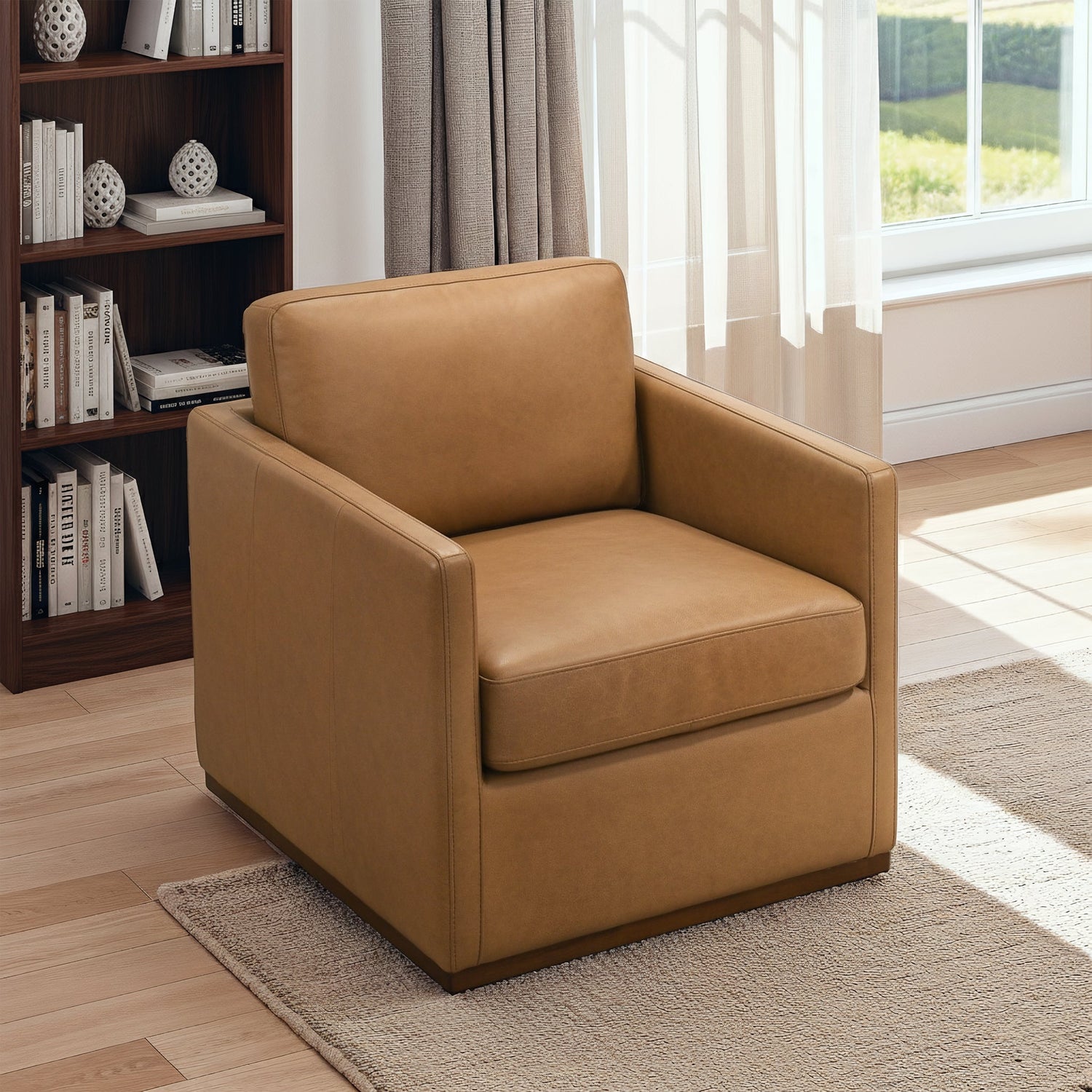 Darien Tan Leather Swivel Chair - SCH00403401