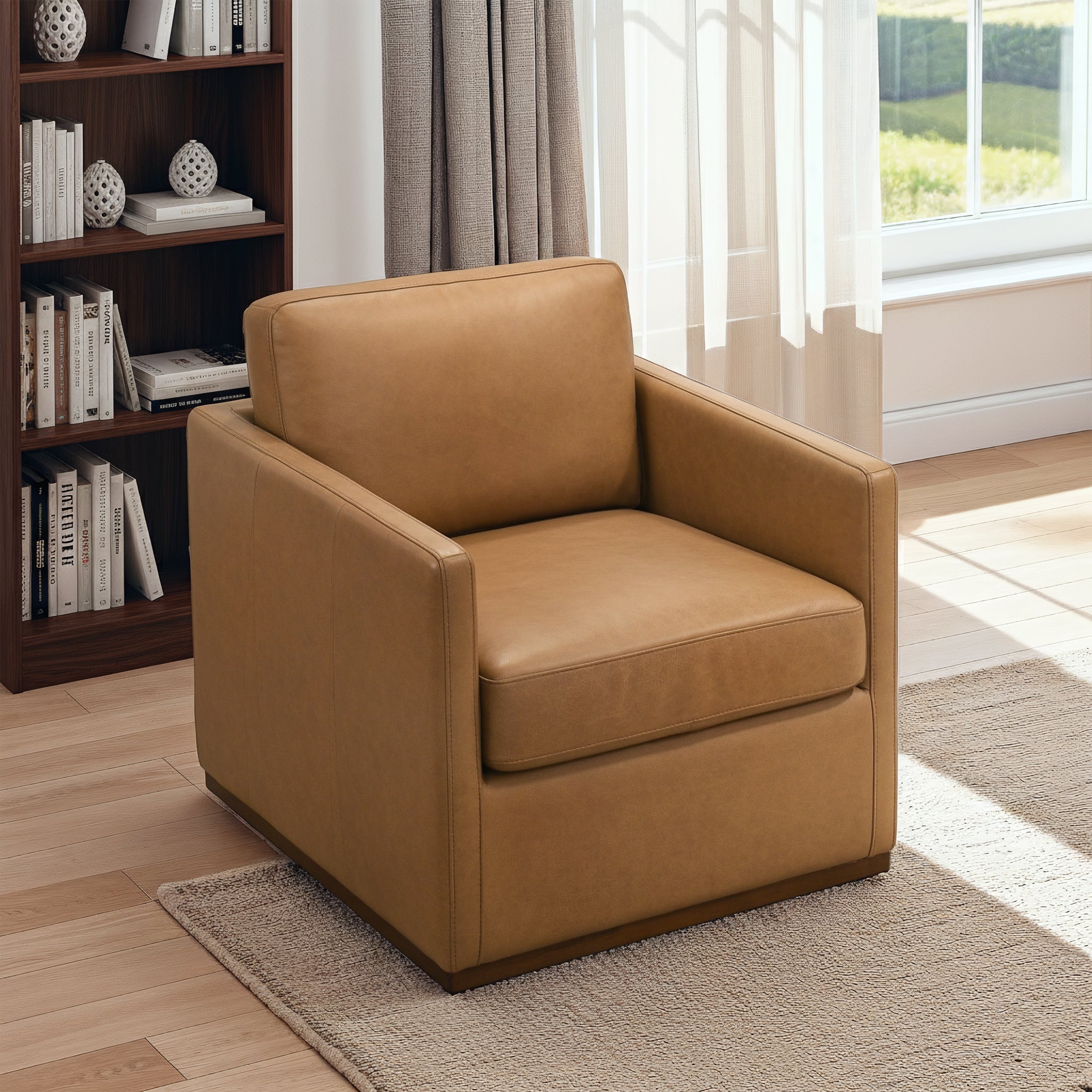 Darien Tan Leather Swivel Chair - SCH00403401