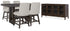 Dark Brown Burkhaus Counter Height Dining Table and 4 Barstools with Storage - PKG019511