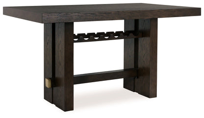Dark Brown Burkhaus Counter Height Dining Table and 4 Barstools with Storage - PKG019511