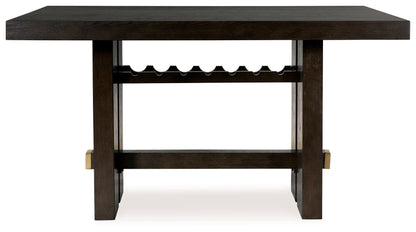 Dark Brown Burkhaus Counter Height Dining Table and 4 Barstools with Storage - PKG019511