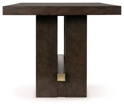 Dark Brown Burkhaus Counter Height Dining Table and 4 Barstools with Storage - PKG019511