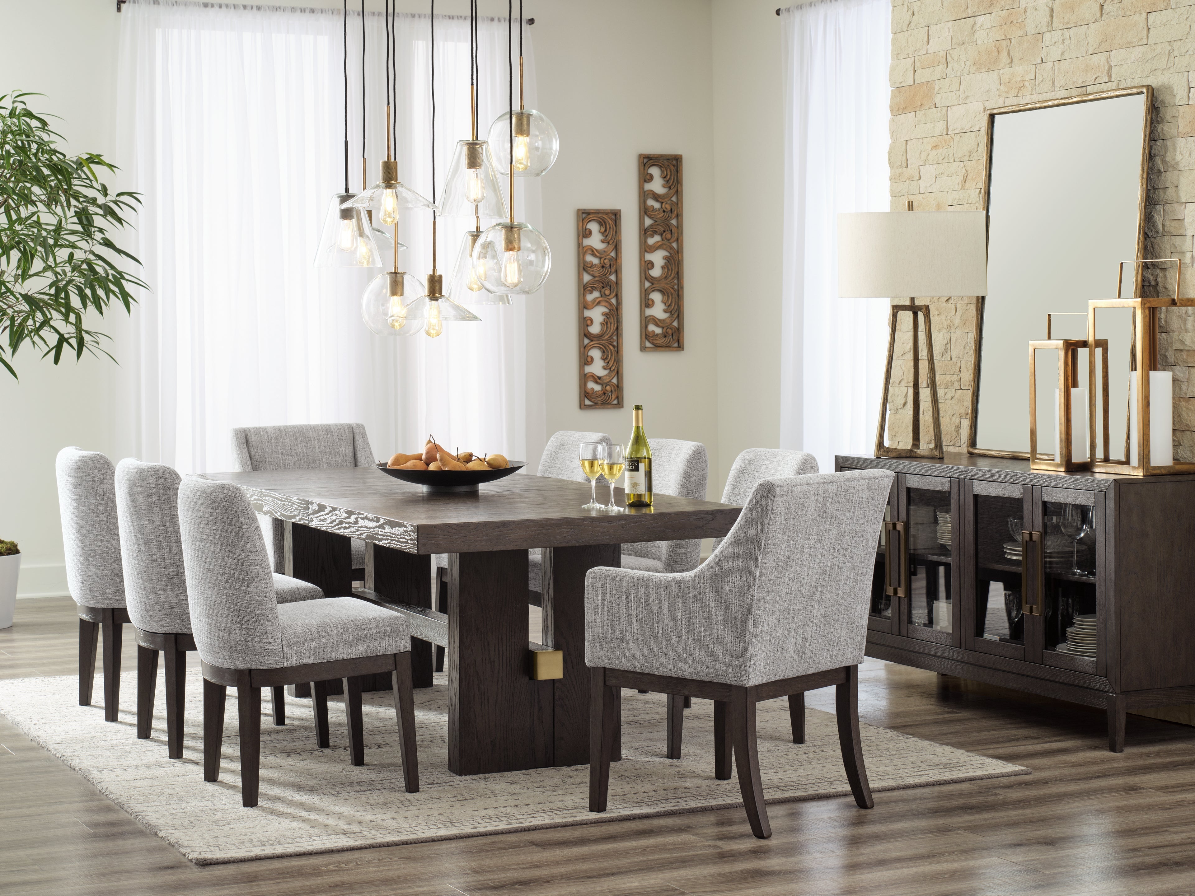 Dark Brown Burkhaus Dining Table and 8 Chairs - PKG013372