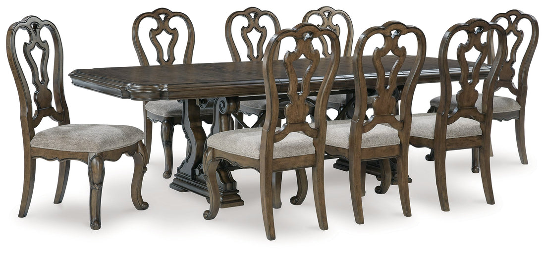Maylee Dark Brown Dining Table and 8 Chairs from Ashley - Luna Furniture