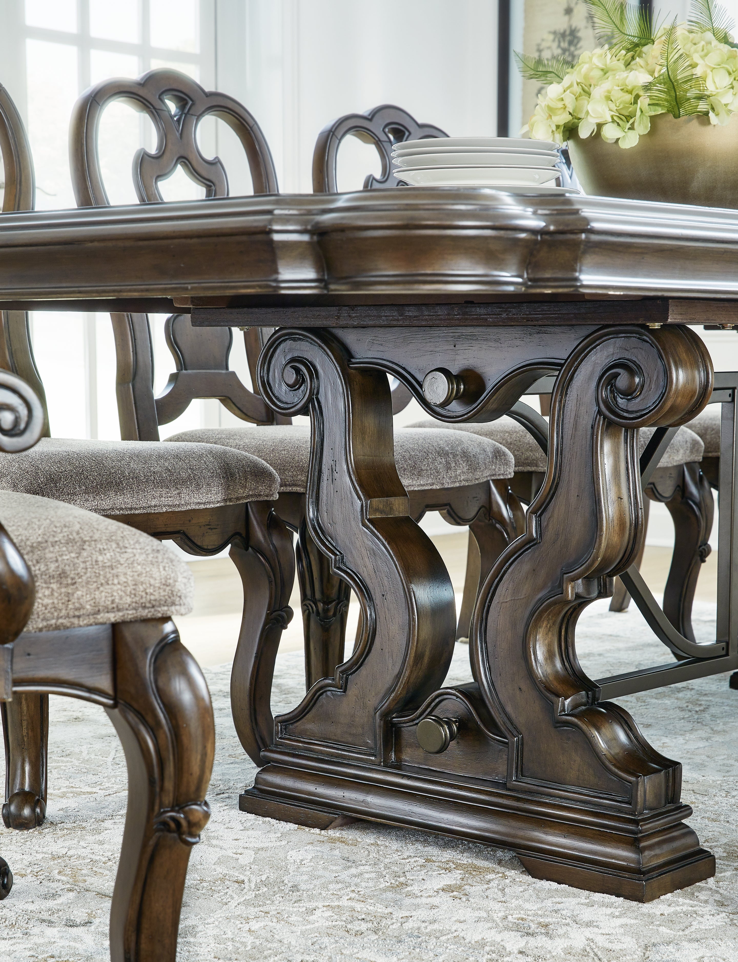 Maylee Dark Brown Dining Table and 8 Chairs from Ashley - Luna Furniture