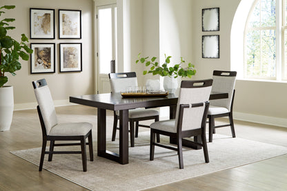 Dark Grayish Brown Neymorton Dining Table and 4 Chairs - PKG019472
