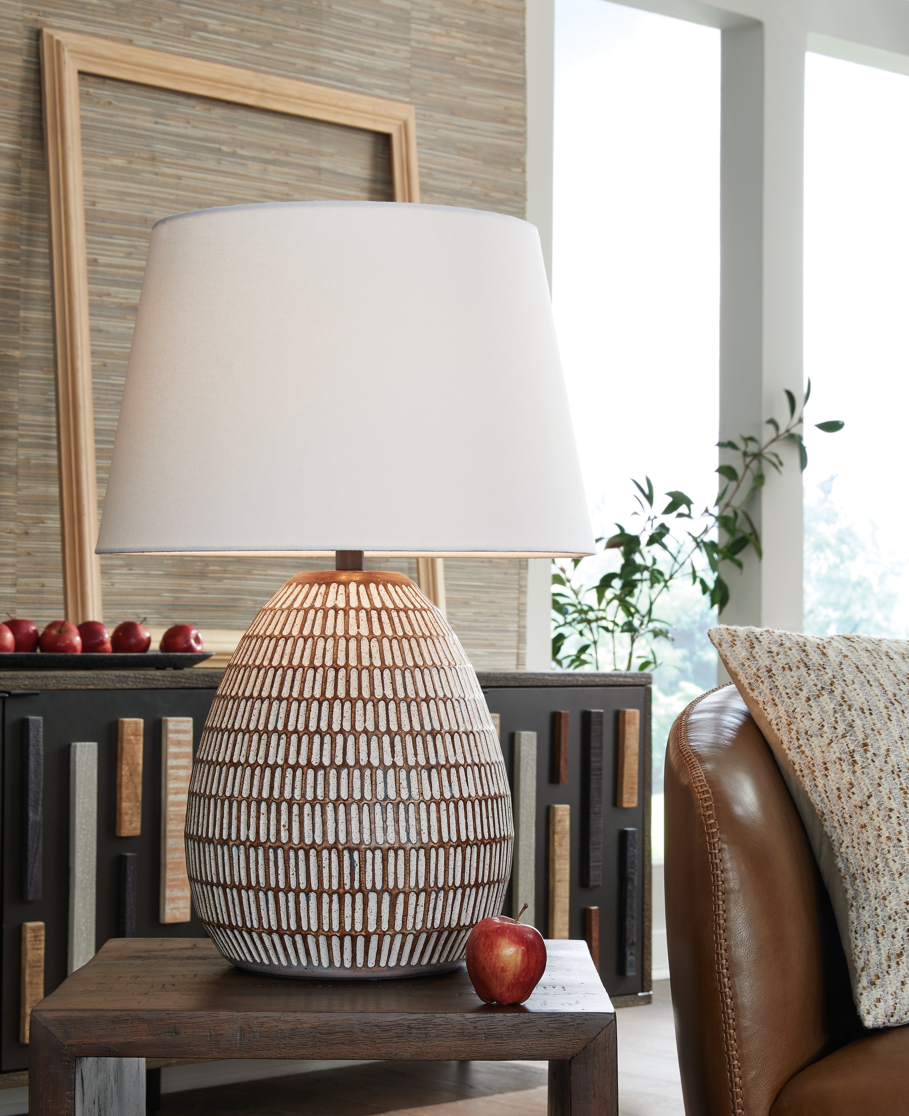 Darrich 2-Piece Table Lamp Set in Beige/White - PKG019351