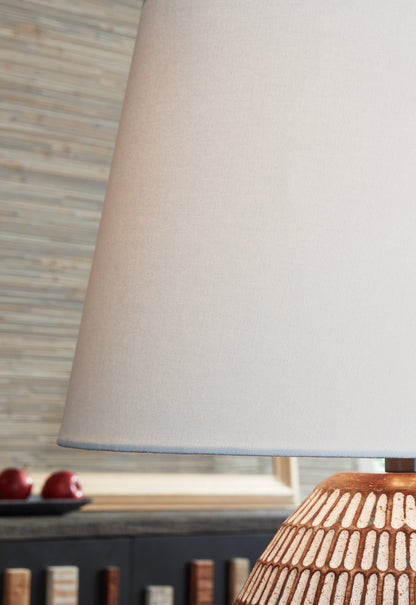 Darrich 2-Piece Table Lamp Set in Beige/White - PKG019351