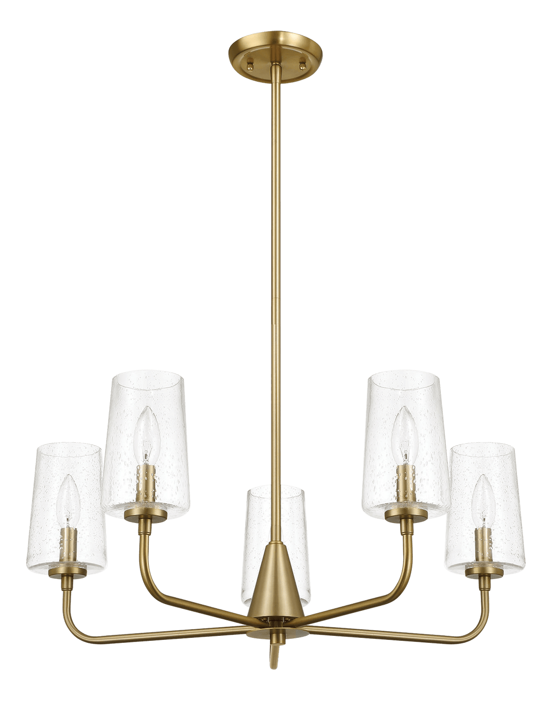 Dazzle Five Lights Chandelier With Clear Seeded Glass -Satin Brass - PNL03900301