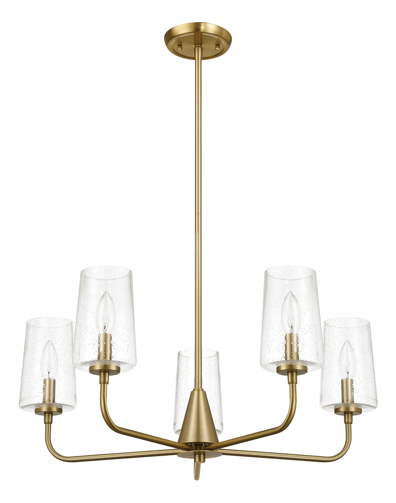 Dazzle Five Lights Chandelier With Clear Seeded Glass -Satin Brass - PNL03900301