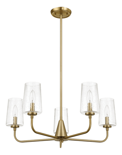 Dazzle Five Lights Chandelier With Clear Seeded Glass -Satin Brass - PNL03900301