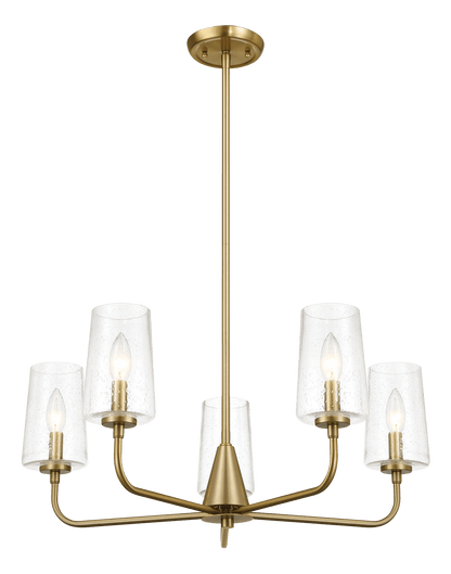 Dazzle Five Lights Chandelier With Clear Seeded Glass -Satin Brass - PNL03900301