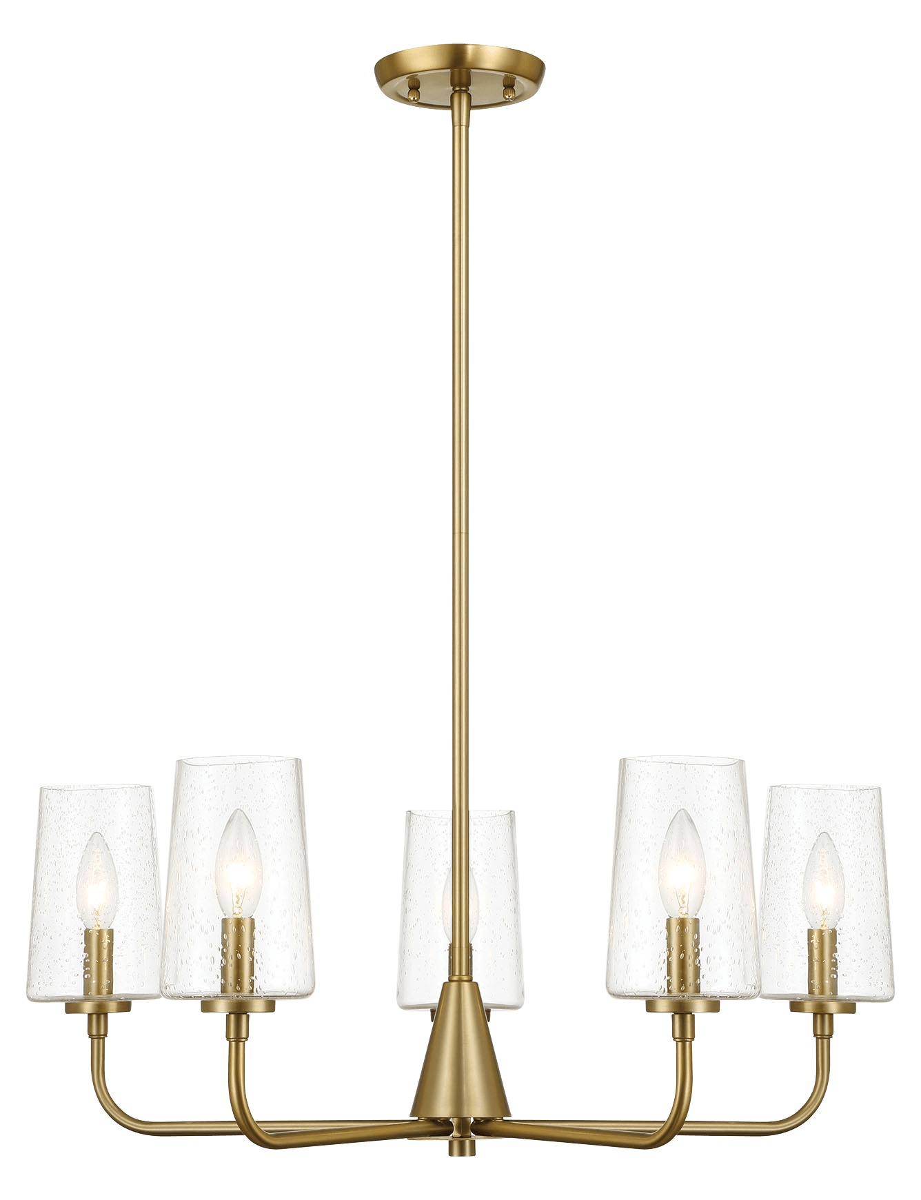Dazzle Five Lights Chandelier With Clear Seeded Glass -Satin Brass - PNL03900301