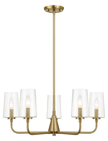 Dazzle Five Lights Chandelier With Clear Seeded Glass -Satin Brass - PNL03900301