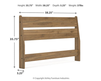 Deanlow Full Panel Headboard with 2 Nightstands in Honey - PKG017179