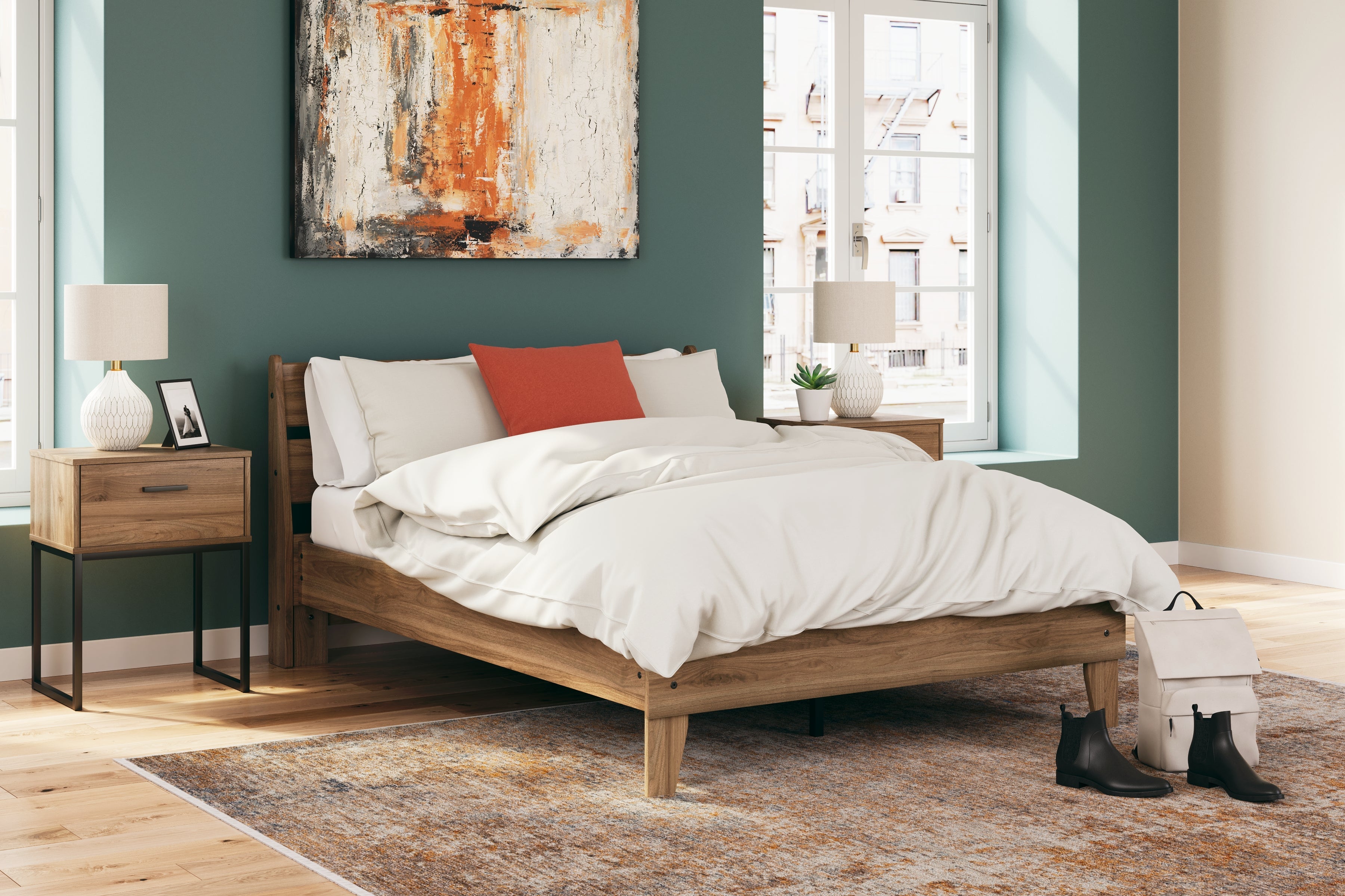 Deanlow Full Panel Headboard with Dresser in Honey - PKG017177