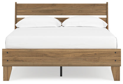 Deanlow Full Platform Panel Bed with 2 Nightstands in Honey - PKG017207