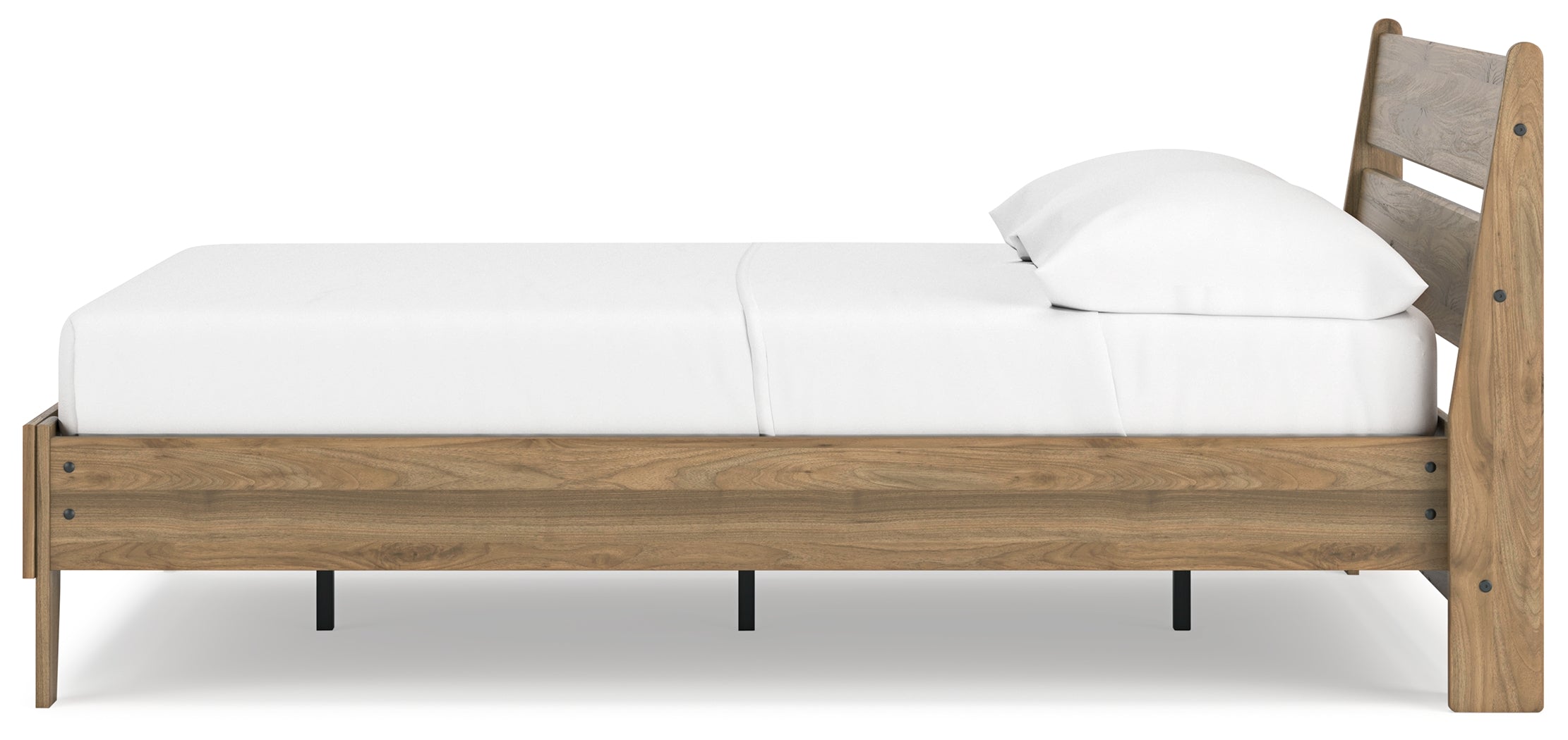 Deanlow Full Platform Panel Bed with 2 Nightstands in Honey - PKG017207