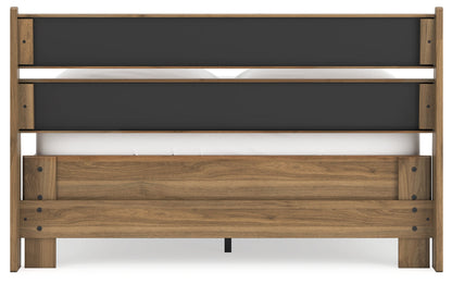 Deanlow Full Platform Panel Bed with 2 Nightstands in Honey - PKG017207