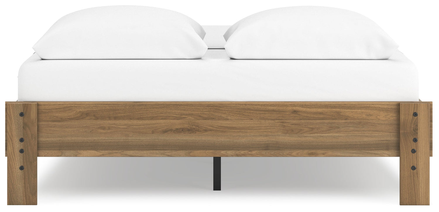 Deanlow Queen Platform Bed with Dresser and 2 Nightstands in Honey - PKG017269