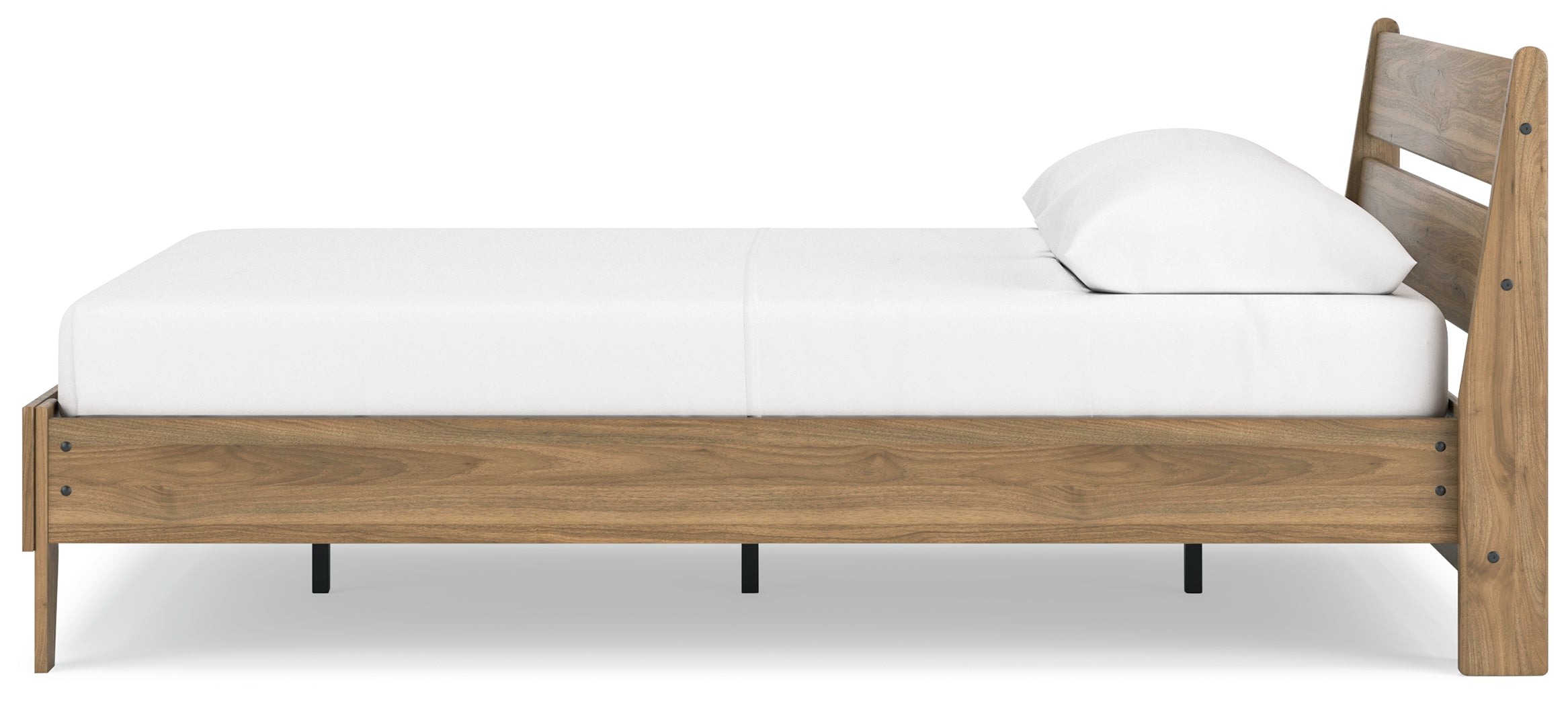 Deanlow Queen Platform Panel Bed with 2 Nightstands in Honey - PKG017277